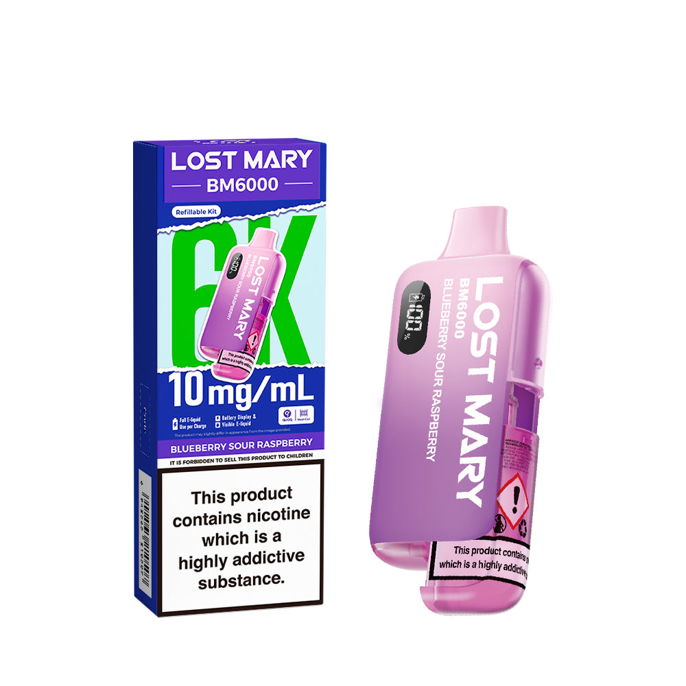 LOST MARY BM6000 v2 BLUEBERRY SOUR RASPBERRY PRE-FILLED VAPE KIT - 20mg