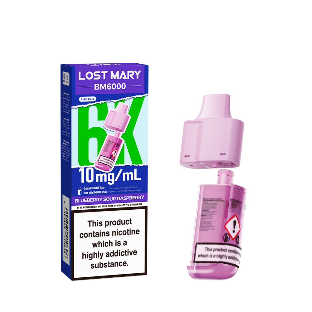 LOST MARY BM6000 v2 BLUEBERRY SOUR RASPBERRY VAPE POD - 20mg