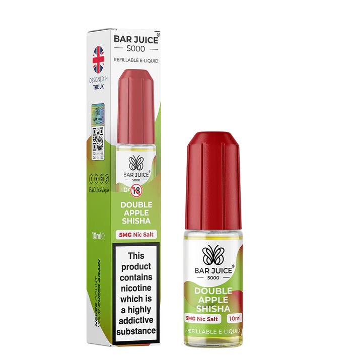 DOUBLE APPLE SHISHA 10ML E LIQUID NICOTINE SALT BY BAR JUICE 5000 - 5MG|10MG|20MG
