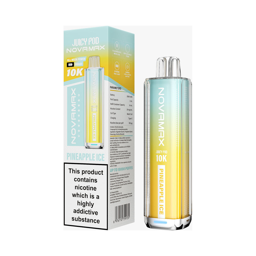 PINEAPPLE ICE - JUICY POD NOVAMAX 10K PRE-FILLED VAPE KIT