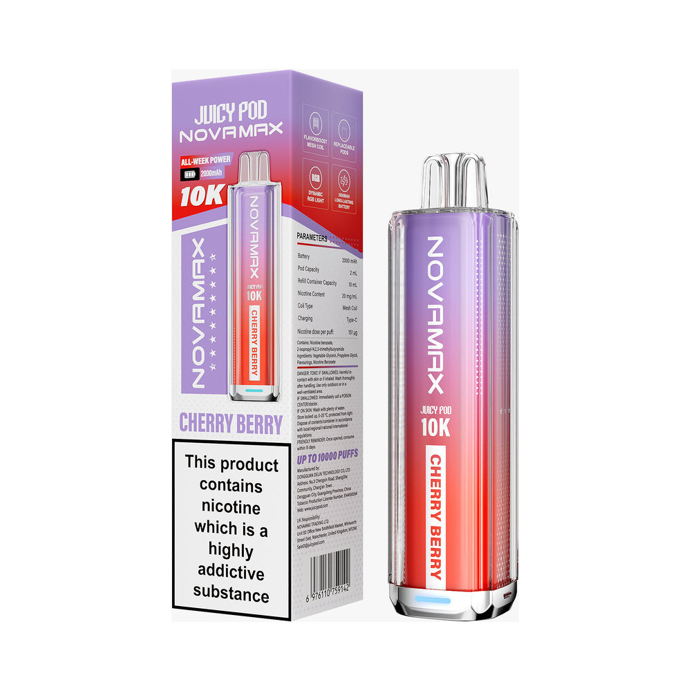 CHERRY BERRY - JUICY POD NOVAMAX 10K PRE-FILLED VAPE KIT