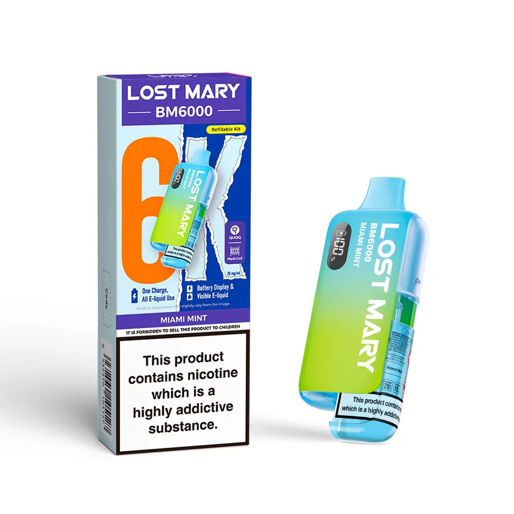 LOST MARY BM6000 v2 MIAMI MINT PRE-FILLED VAPE KIT - 20mg