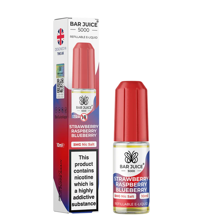 STRAWBERRY RASPBERRY BLUEBERRY 10ML E LIQUID NICOTINE SALT BY BAR JUICE 5000 - 5MG|10MG|20MG