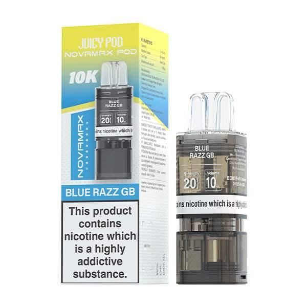 BLUE RAZZ GB - JUICY POD NOVAMAX 10K PRE-FILLED POD - Vapeslough