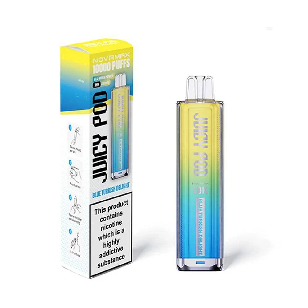 BLUE TURKISH DELIGHT - JUICY POD NOVAMAX 10K PRE-FILLED VAPE KIT Vapeslough BLUE TURKISH DELIGHT - JUICY POD NOVAMAX 10K PRE-FILLED VAPE KIT Vapeslough