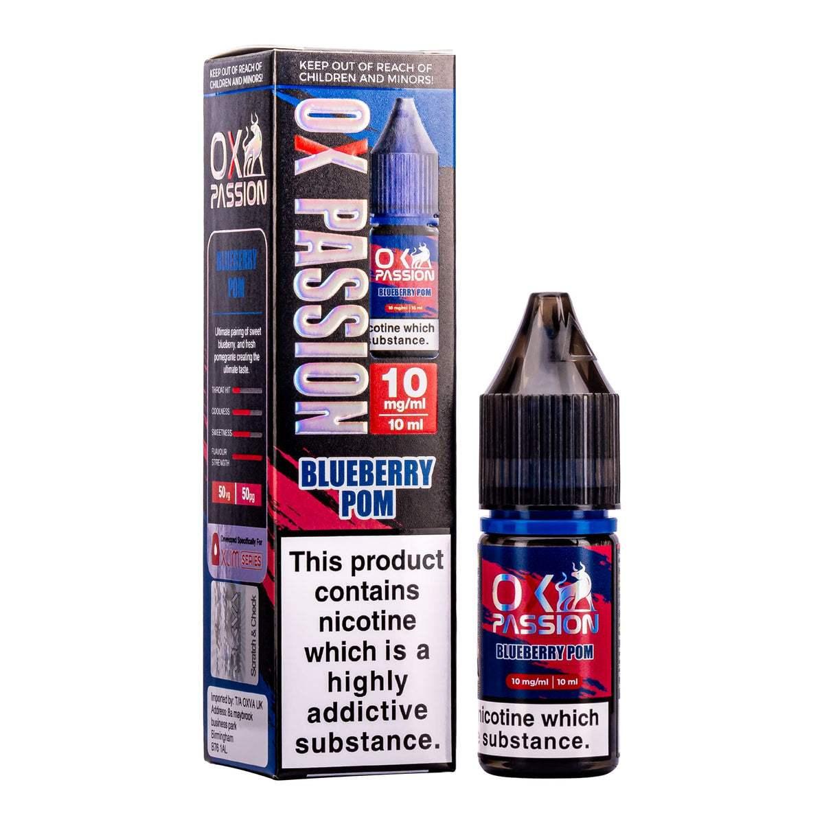 BLUEBERRY POM 10ML NIC SALT BY OXVA OX PASSION 10MG(1%) | 20MG(2%) - Vapeslough