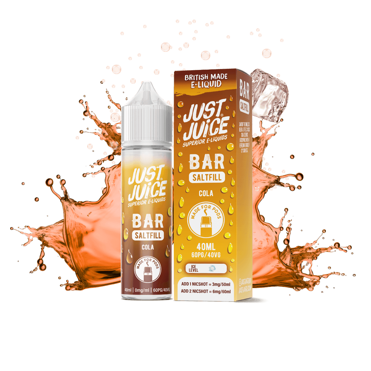 COLA - 40ML BAR SALTFILL E-LIQUID BY JUST JUICE - Vapeslough