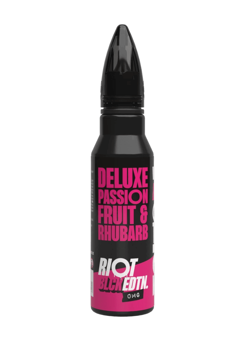 DELUXE PASSIONFRUIT & RHUBARB - BLCK EDTN 50ML SHORT FILL E-LIQUID BY RIOT SQUAD - Vapeslough