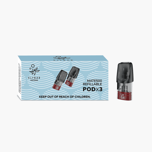 ELF BAR MATE 500 REFILLABLE EMPTY POD - PACK OF 3 FOR £7.35 - Vapeslough