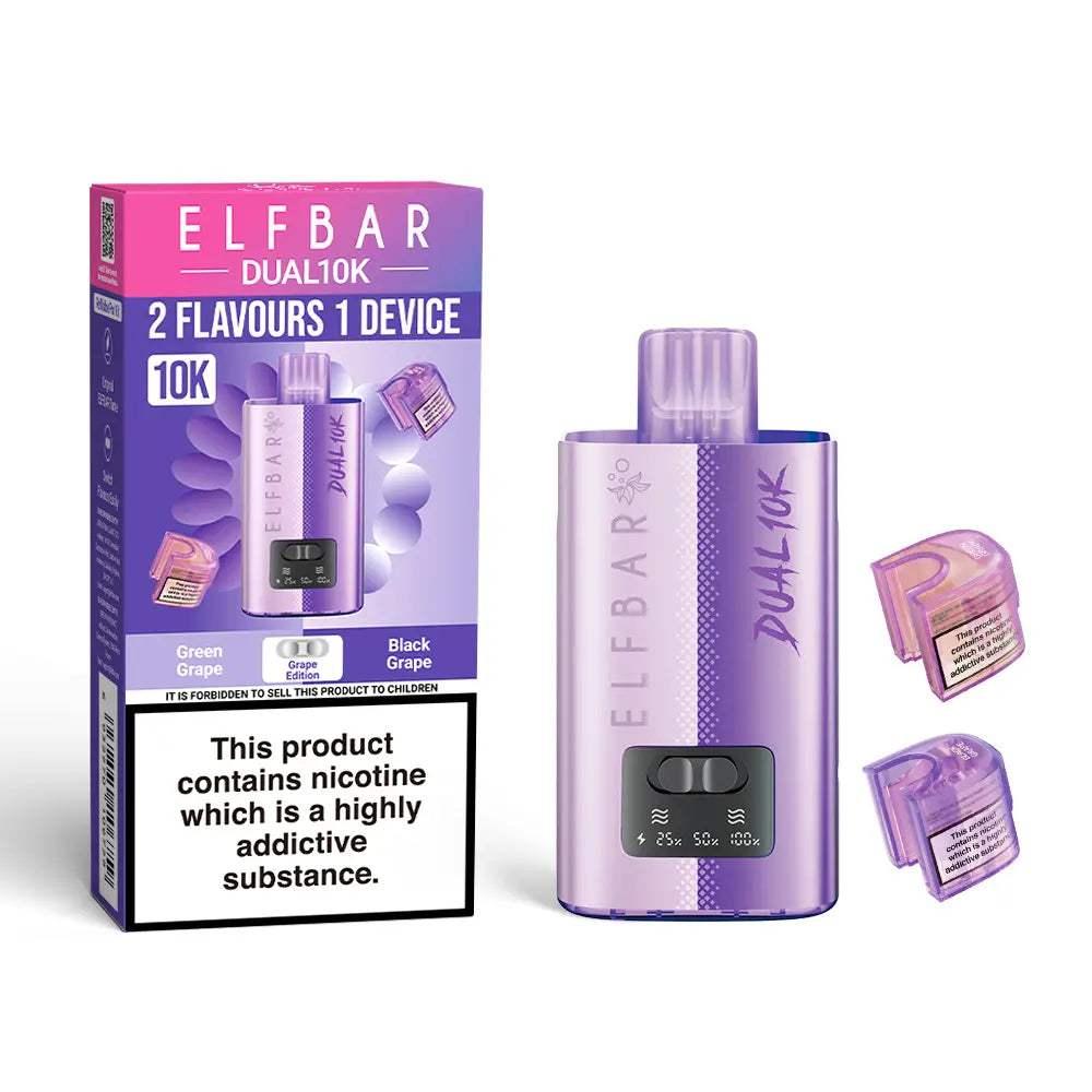 GRAPE EDITION - ELF BAR DUAL 10K PRE-FILLED VAPE KIT - 20MG(2%) - Vapeslough