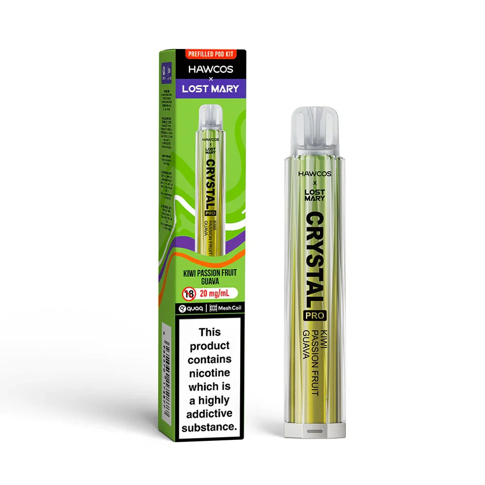 Kiwi Passionfruit & Guava Lost Mary x Hawcos Crystal Pro 600 - Vapeslough