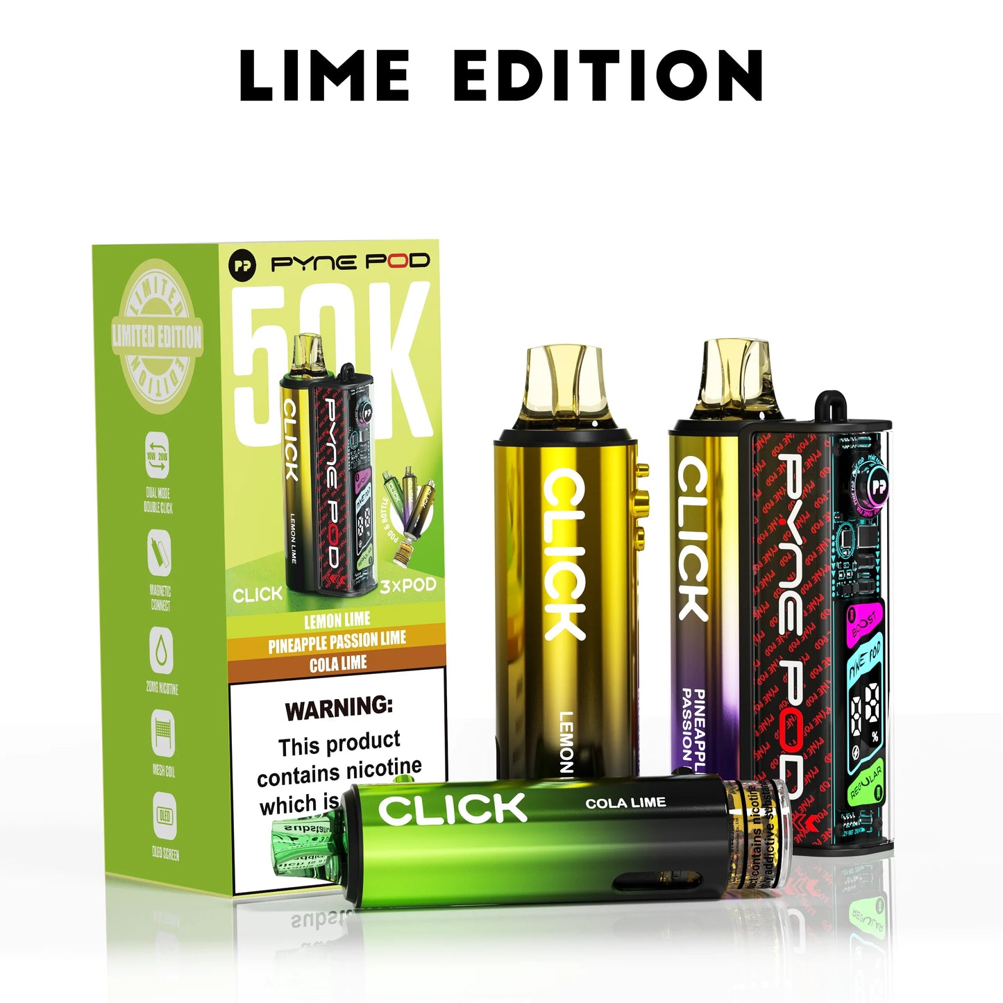 Lime Edition - Pyne Pod Click 50K Prefilled Pod Kit - Vapeslough