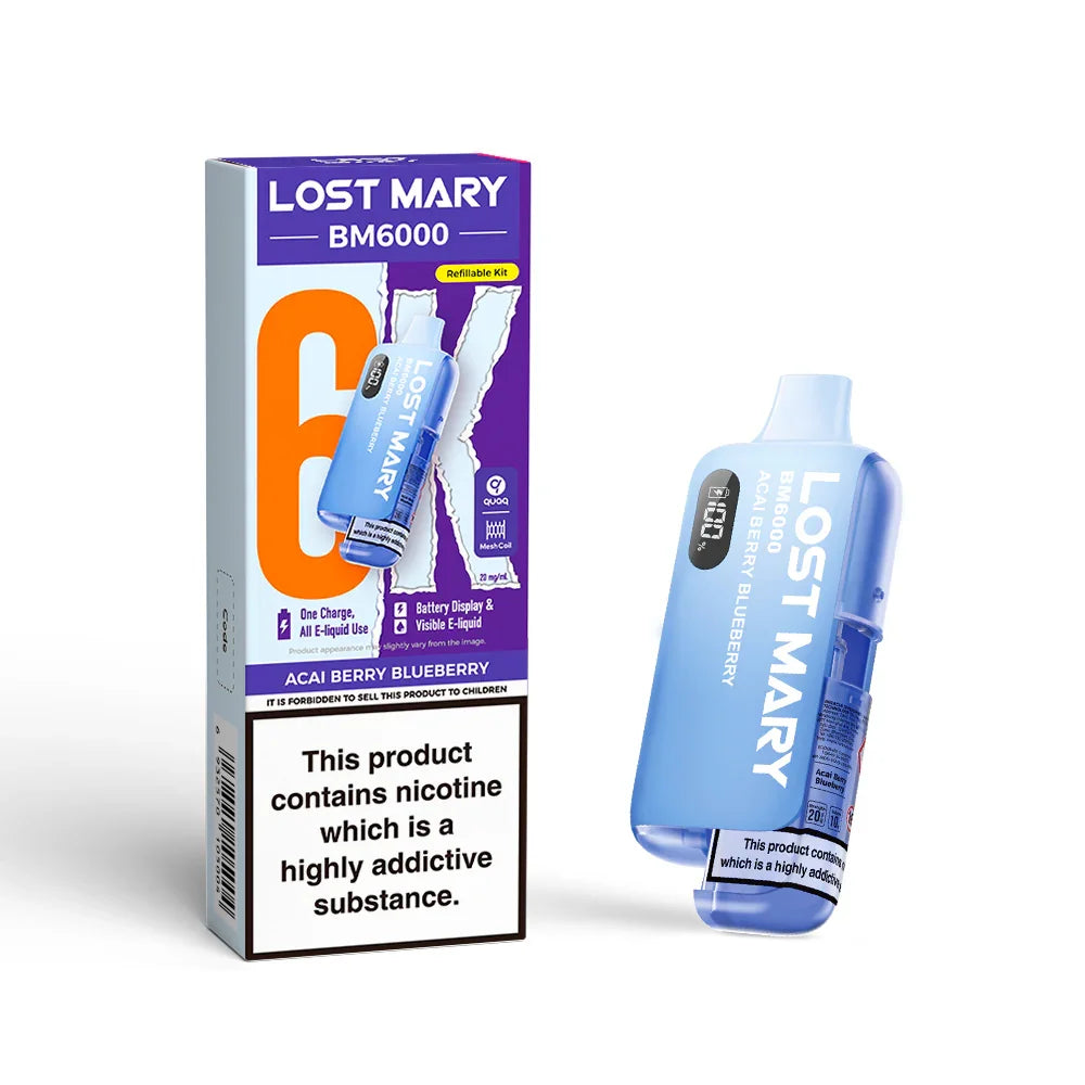 LOST MARY BM6000 v2 ACAI BERRY BLUEBERRY PRE-FILLED VAPE KIT - 20mg - Vapeslough