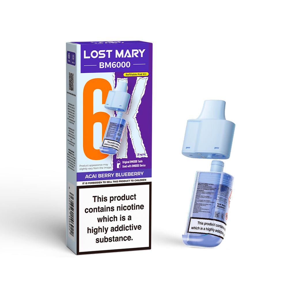 LOST MARY BM6000 v2 ACAI BERRY BLUEBERRY VAPE POD - 20mg - Vapeslough