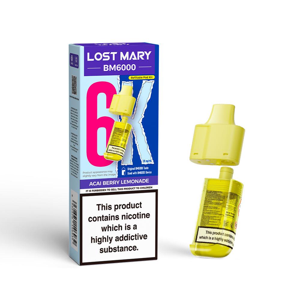LOST MARY BM6000 v2 ACAI BERRY LEMONADE VAPE POD - 20mg - Vapeslough