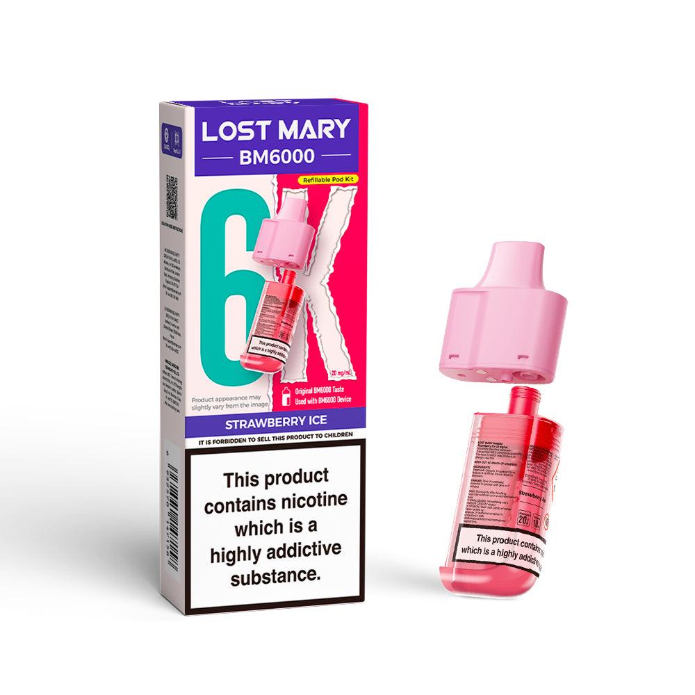 LOST MARY BM6000 v2 STRAWBERRY ICE VAPE POD - 20mg - Vapeslough