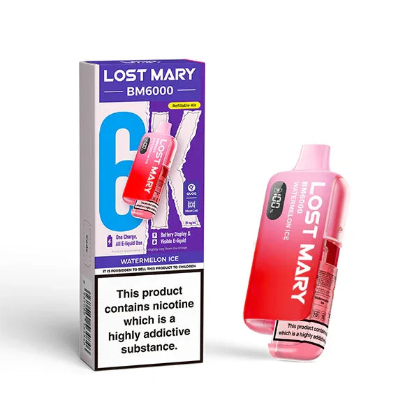 LOST MARY BM6000 v2 WATERMELON ICE PRE-FILLED VAPE KIT - 20mg - Vapeslough