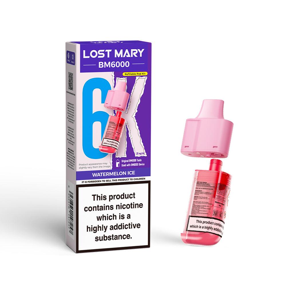 LOST MARY BM6000 v2 WATERMELON ICE VAPE POD - 20mg - Vapeslough