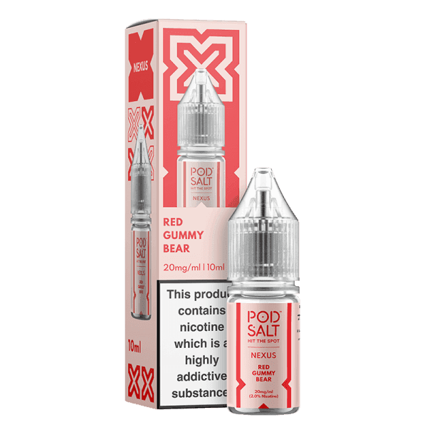 NEXUS RED GUMMY BEAR 10ML NICOTINE SALT E-LIQUID BY POD SALT - Vapeslough