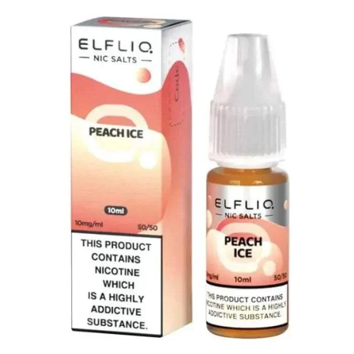PEACH ICE 10ML E LIQUID NICOTINE SALT BY ELFLIQ - ELFBAR - Vapeslough