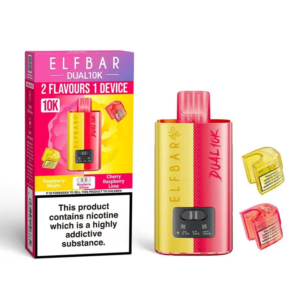 RASPBERRY EDITION - ELF BAR DUAL 10K PRE-FILLED VAPE KIT - 20MG(2%) - Vapeslough