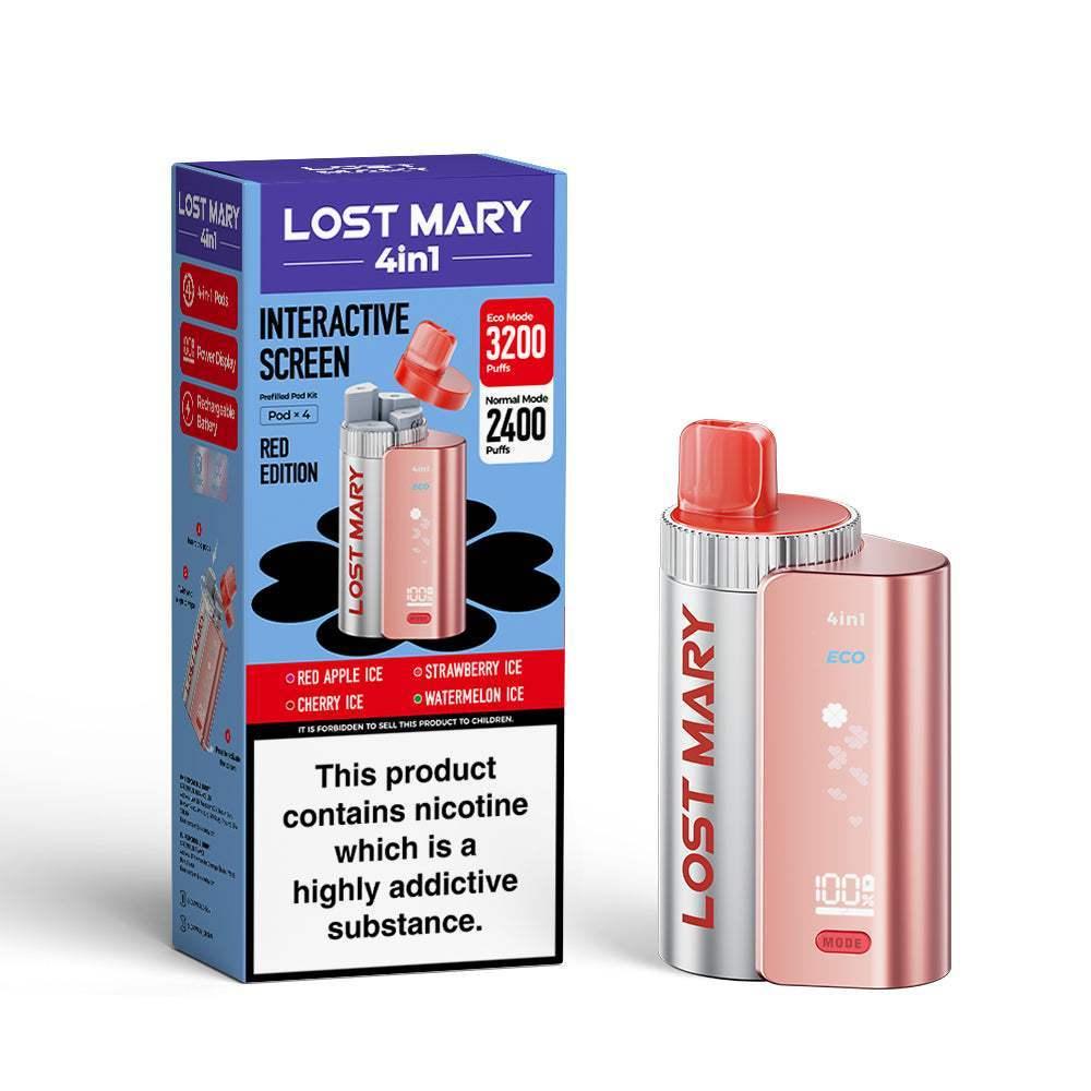 RED EDITION - LOST MARY 4IN1 POD SYSTEM DEVICE KIT - 3200PUFFS - Vapeslough