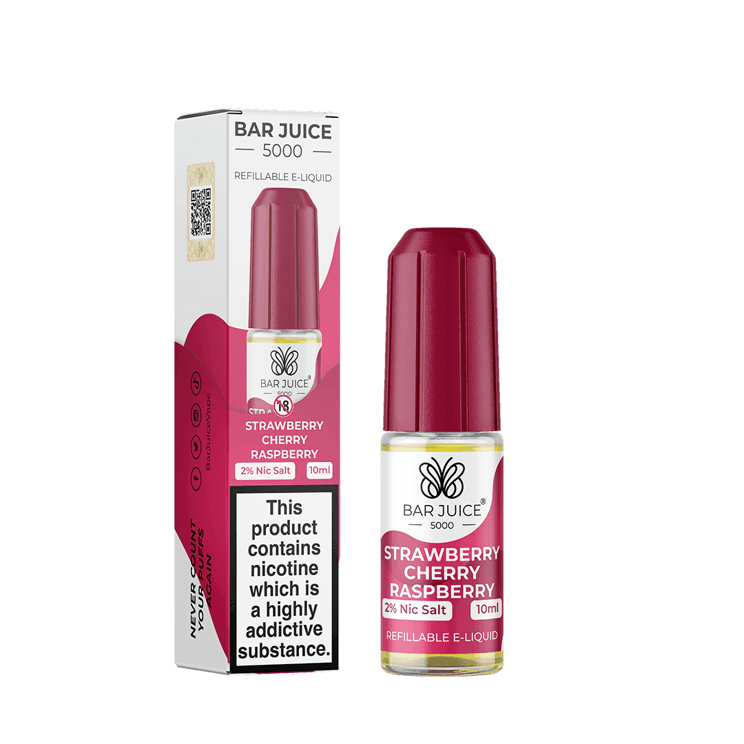 STRAWBERRY CHERRY RASPBERRY 10ML E LIQUID NICOTINE SALT BY BAR JUICE 5000 - Vapeslough