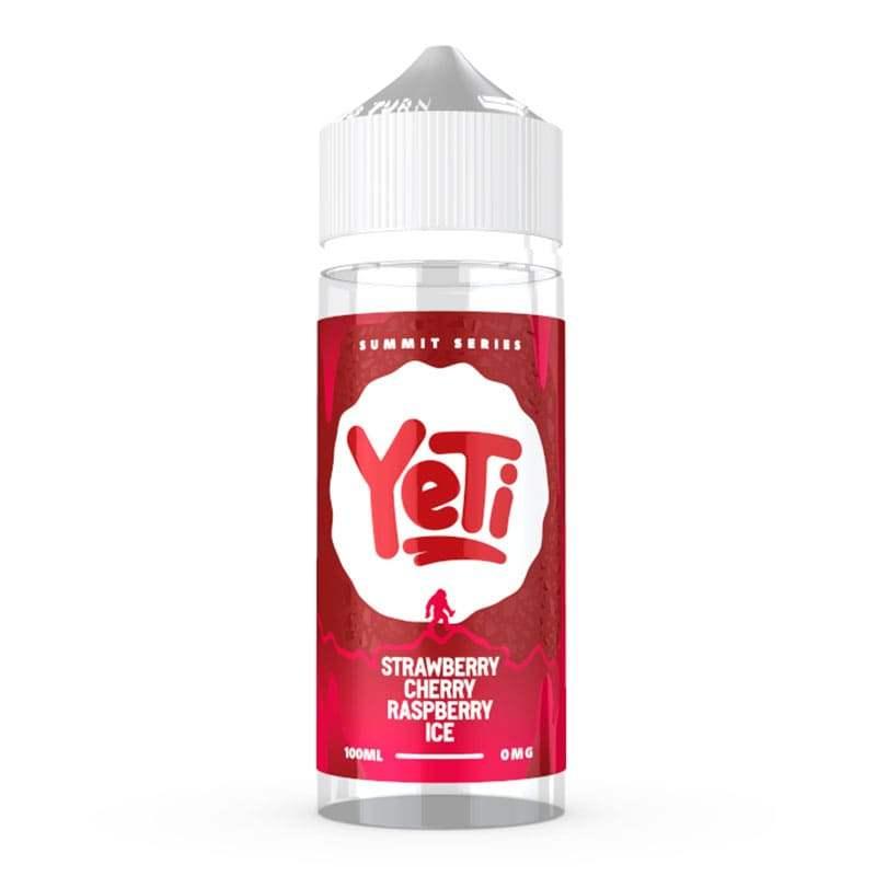 STRAWBERRY CHERRY RASPBERRY ICE 100ML SHORT FILL E-LIQUID BY YETI SUMMIT SERIES - Vapeslough