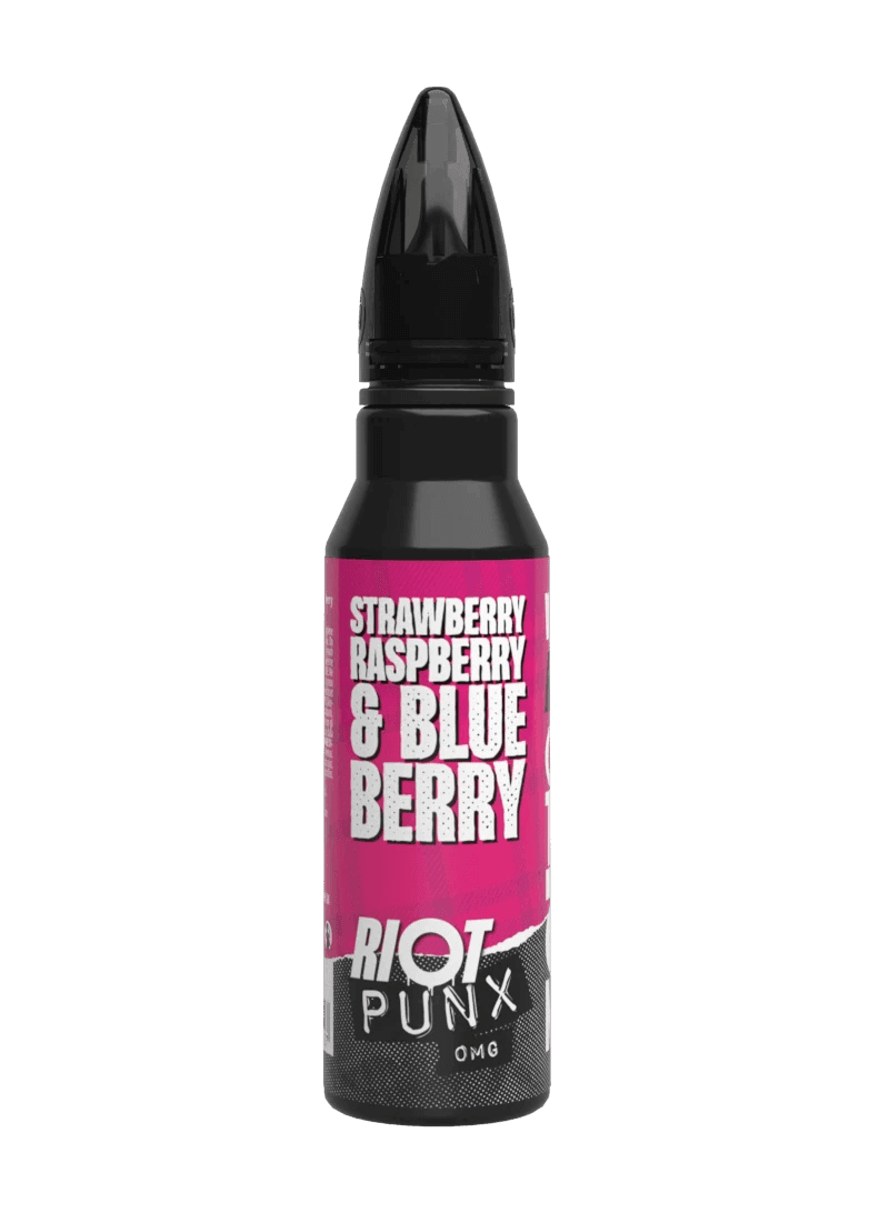 STRAWBERRY, RASPBERRY & BLUEBERRY - PUNX 50ML SHORT FILL E-LIQUID BY RIOT SQUAD - Vapeslough