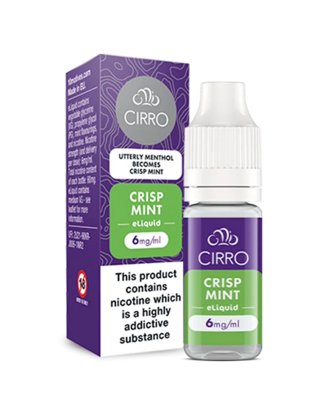 UTTERLY MENTHOL | CRISP MINT 10ML E-LIQUID BY CIRRO - 6MG | 12MG | 18M   Vapeslough