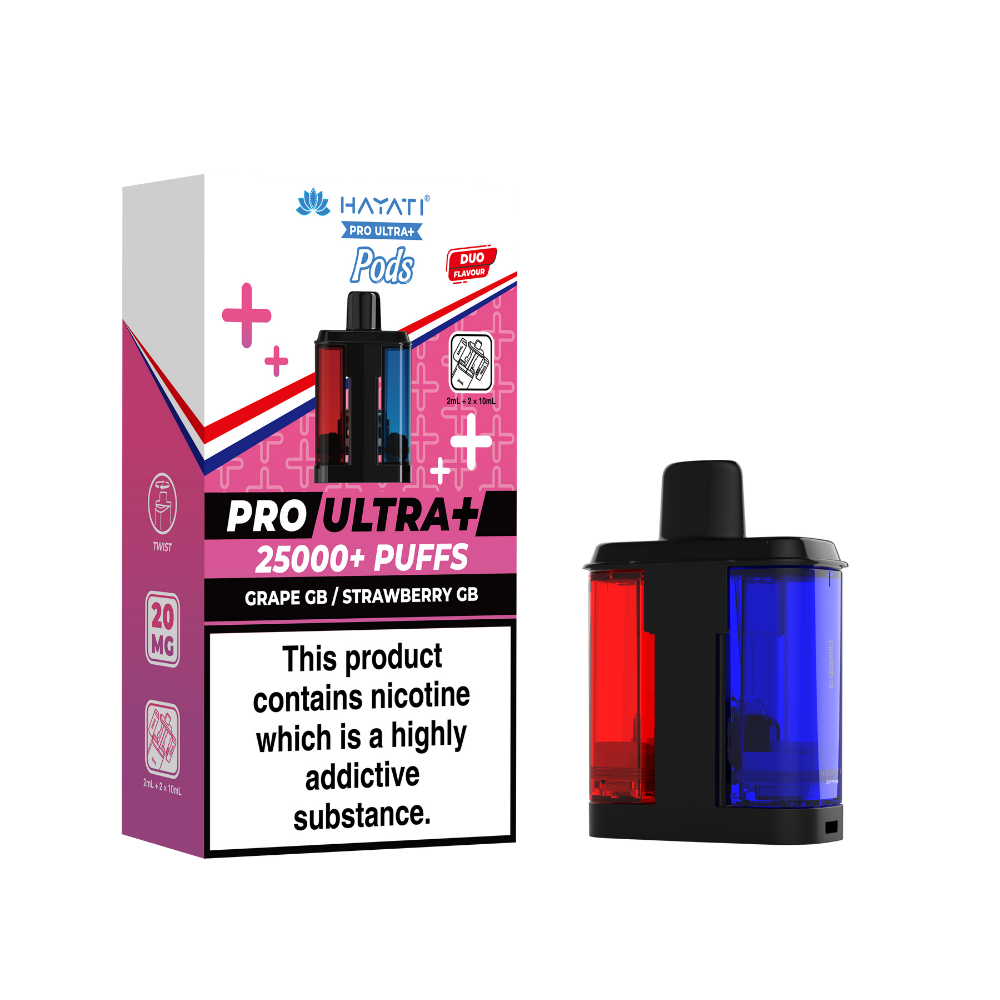 Hayati Pro Ultra Plus 25K Prefilled Pods - Grape GB/Strawberry GB