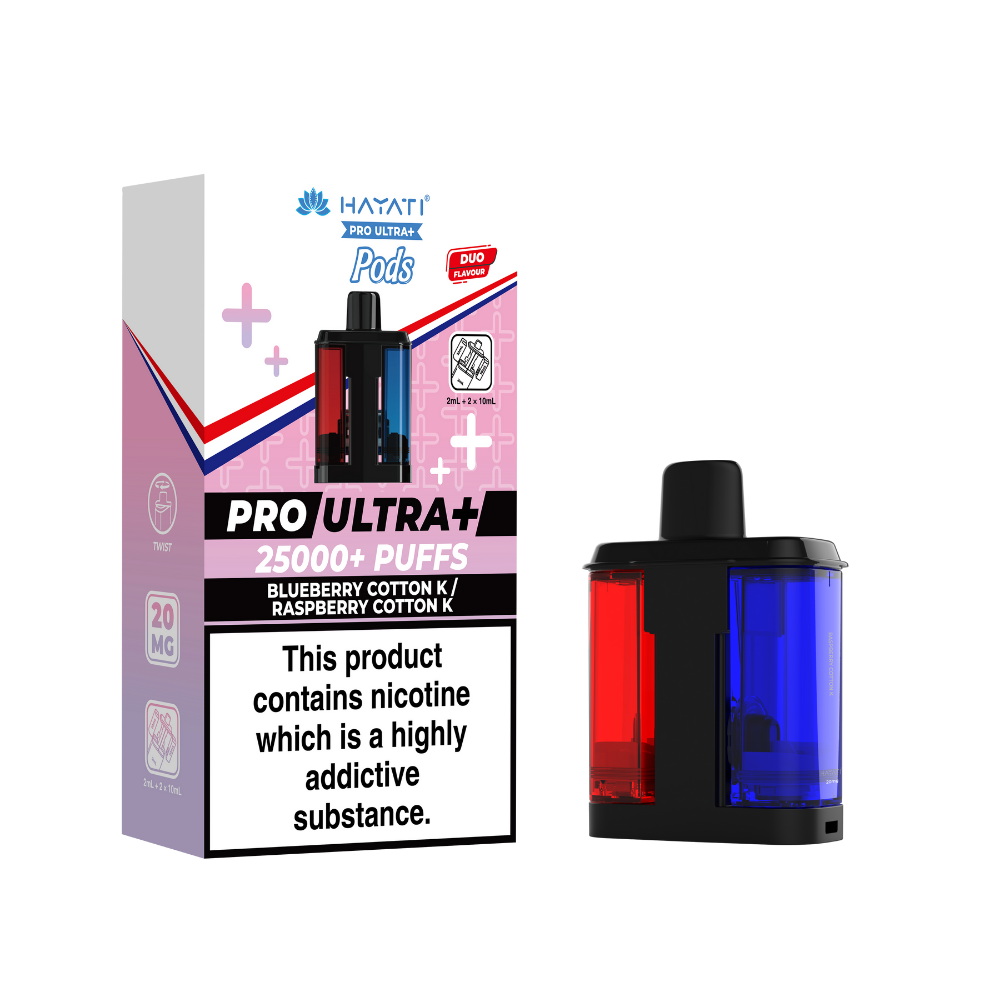 Hayati Pro Ultra Plus 25K Prefilled Pods - Blueberry Cotton K/Raspberry Cotton K