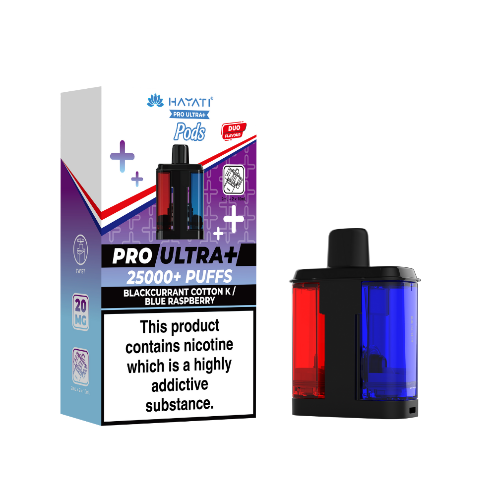 Hayati Pro Ultra Plus 25K Prefilled Pods - Blackcurrant Cotton K/Blue Raspberry