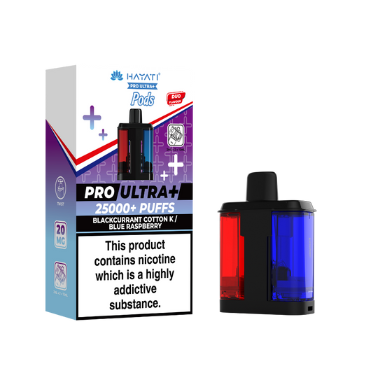 Hayati Pro Ultra Plus 25K Prefilled Pods - Blackcurrant Cotton K/Blue Raspberry