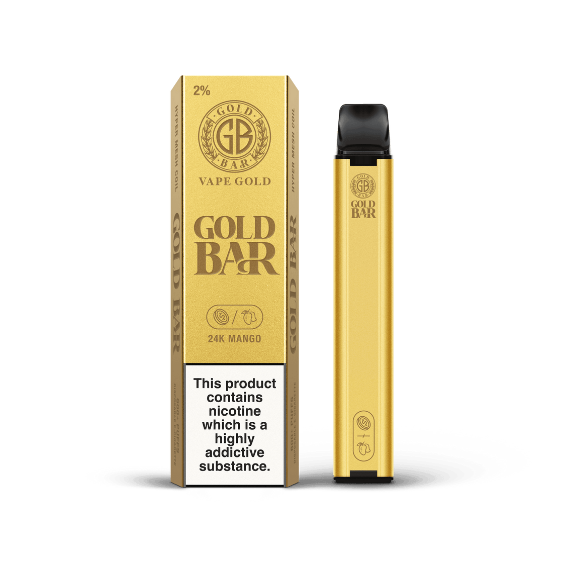 24K MANGO 2%(20MG) DISPOSABLE VAPE BY GOLD BAR - Vapeslough