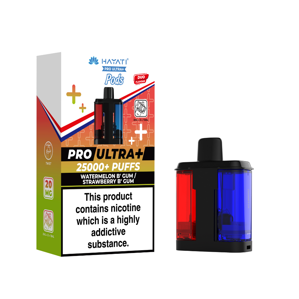 Hayati Pro Ultra Plus 25K Prefilled Pods - Watermelon B'Gum/Strawberry B'Gum