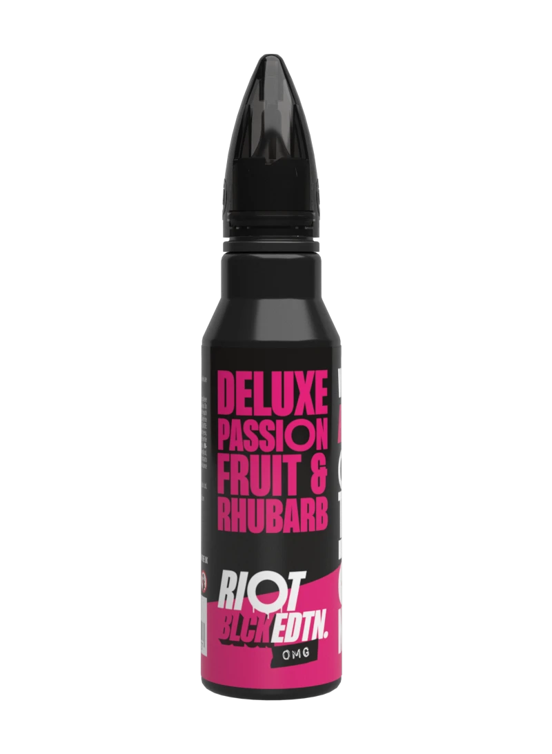 DELUXE PASSIONFRUIT & RHUBARB - BLCK EDTN 50ML SHORT FILL E-LIQUID BY RIOT SQUAD