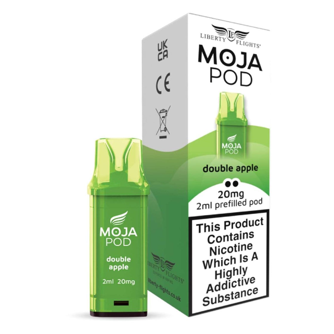 MOJA POD DOUBLE APPLE PREFILLED POD 20MG(2%) BY LIBERTY FLIGHTS