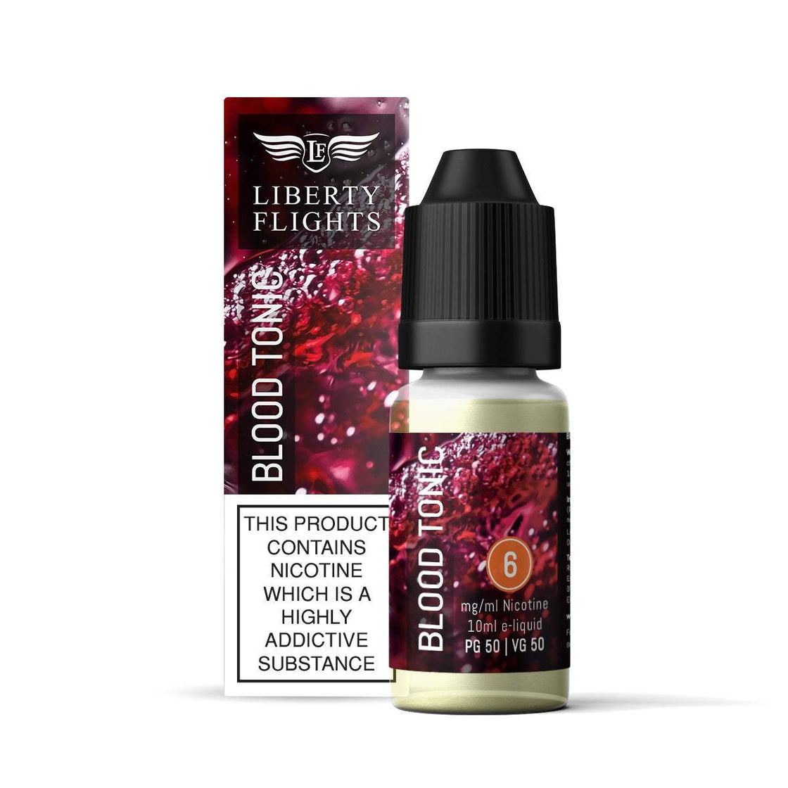 BLOOD TONIC - 10ML E-LIQUID 50VG|50PG BY LIBERTY FLIGHTS - 0MG|3MG|6MG|12MG|18MG - 1X|3X|4X|10X BOTTLES