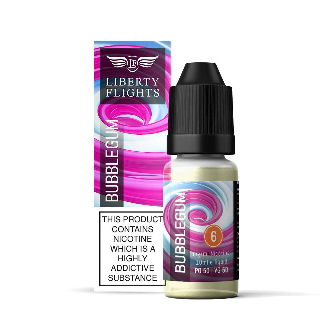 BUBBLEGUM - 10ML E-LIQUID 50VG|50PG BY LIBERTY FLIGHTS - 0MG|3MG|6MG|12MG|18MG - 1X|3X|4X|10X BOTTLES