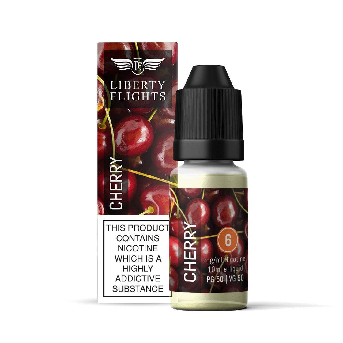 CHERRY - 10ML E-LIQUID 50VG|50PG BY LIBERTY FLIGHTS - 0MG|3MG|6MG|12MG|18MG - 1X|3X|4X|10X BOTTLES