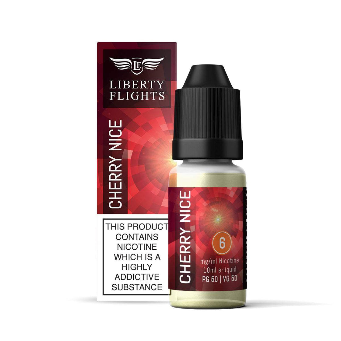 CHERRY NICE - 10ML E-LIQUID 50VG|50PG BY LIBERTY FLIGHTS - 0MG|3MG|6MG|12MG|18MG - 1X|3X|4X|10X BOTTLES