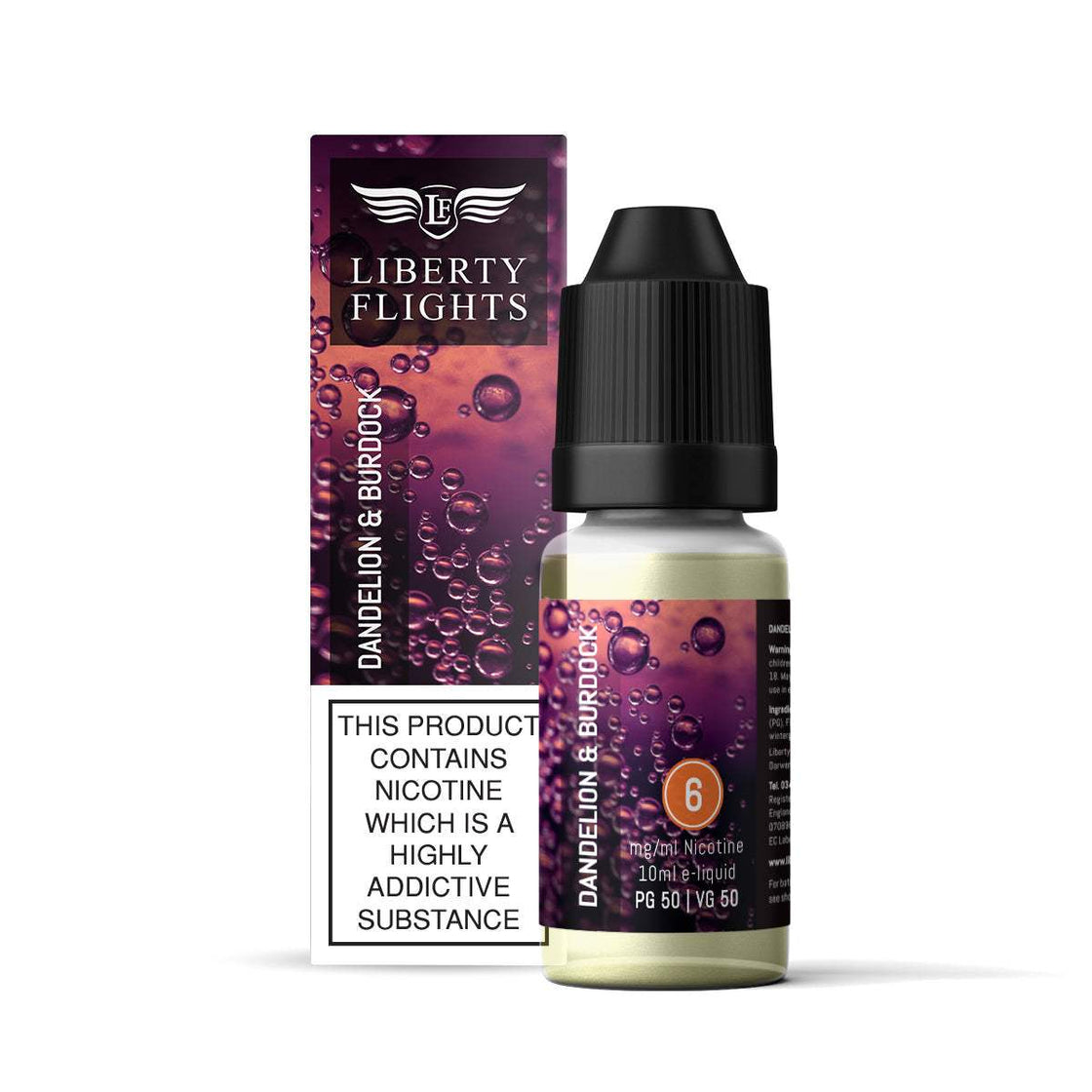 DANDELION & BURDOCK - 10ML E-LIQUID 50VG|50PG BY LIBERTY FLIGHTS - 0MG|3MG|6MG|12MG|18MG - 1X|3X|4X|10X BOTTLES