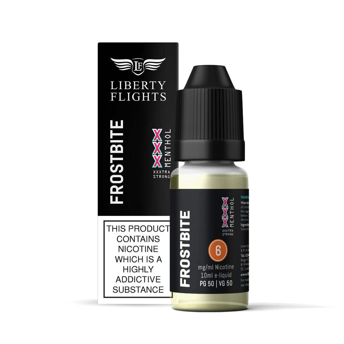 FROSTBITE - 10ML E-LIQUID 50VG|50PG BY LIBERTY FLIGHTS - 0MG|3MG|6MG|12MG|18MG - 1X|3X|4X|10X BOTTLES