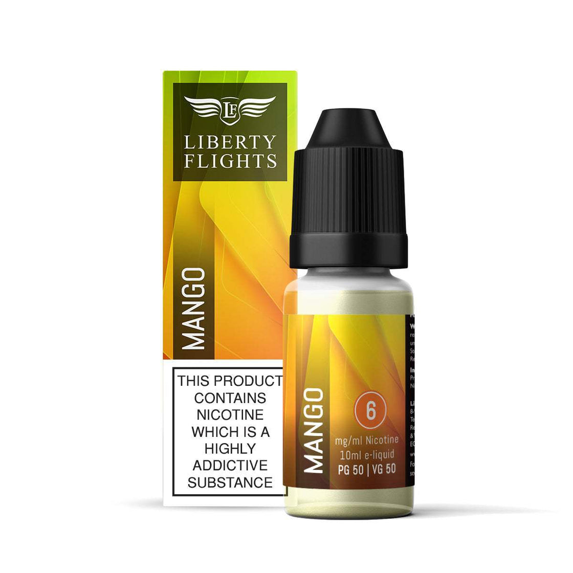 MANGO - 10ML E-LIQUID 50VG|50PG BY LIBERTY FLIGHTS - 0MG|3MG|6MG|12MG|18MG - 1X|3X|4X|10X BOTTLES