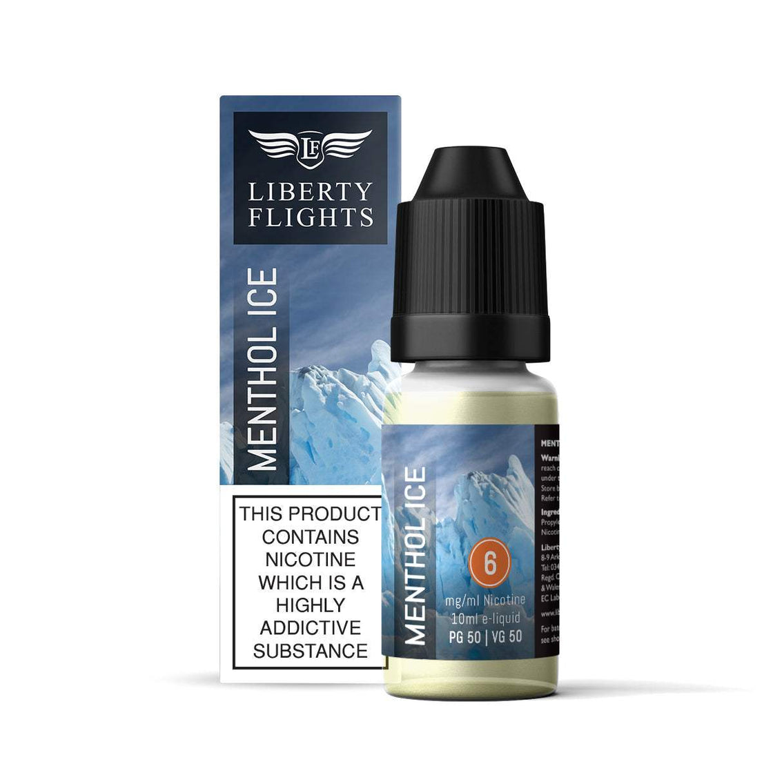 MENTHOL ICE - 10ML E-LIQUID 50VG|50PG BY LIBERTY FLIGHTS - 0MG|3MG|6MG|12MG|18MG - 1X|3X|4X|10X BOTTLES