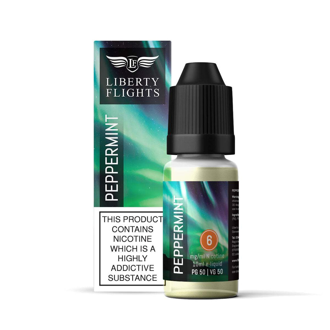 PEPPERMINT - 10ML E-LIQUID 50VG|50PG BY LIBERTY FLIGHTS - 0MG|3MG|6MG|12MG|18MG - 1X|3X|4X|10X BOTTLES