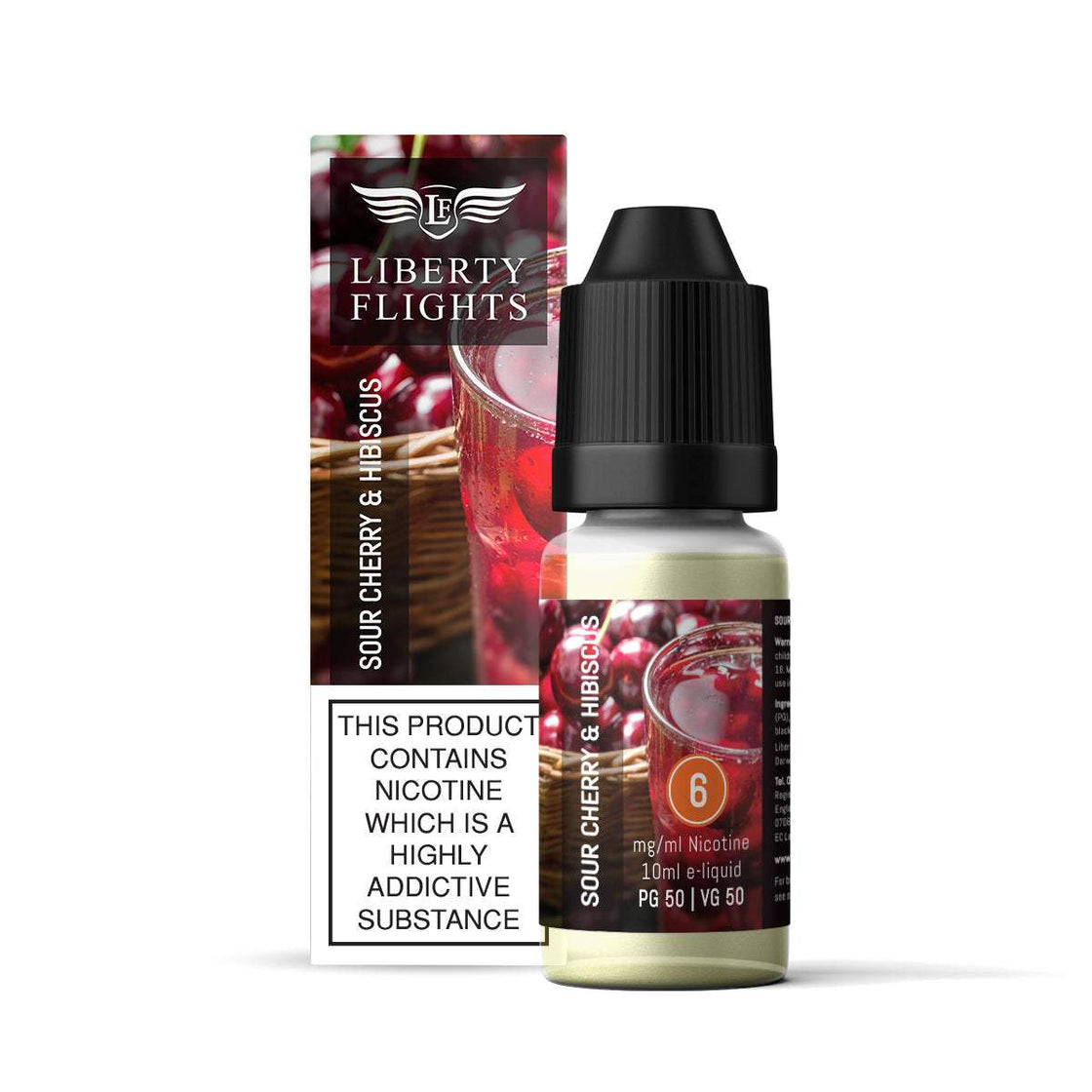 SOUR CHERRY & HIBISCUS - 10ML E-LIQUID 50VG|50PG BY LIBERTY FLIGHTS - 0MG|3MG|6MG|12MG|18MG - 1X|3X|4X|10X BOTTLES