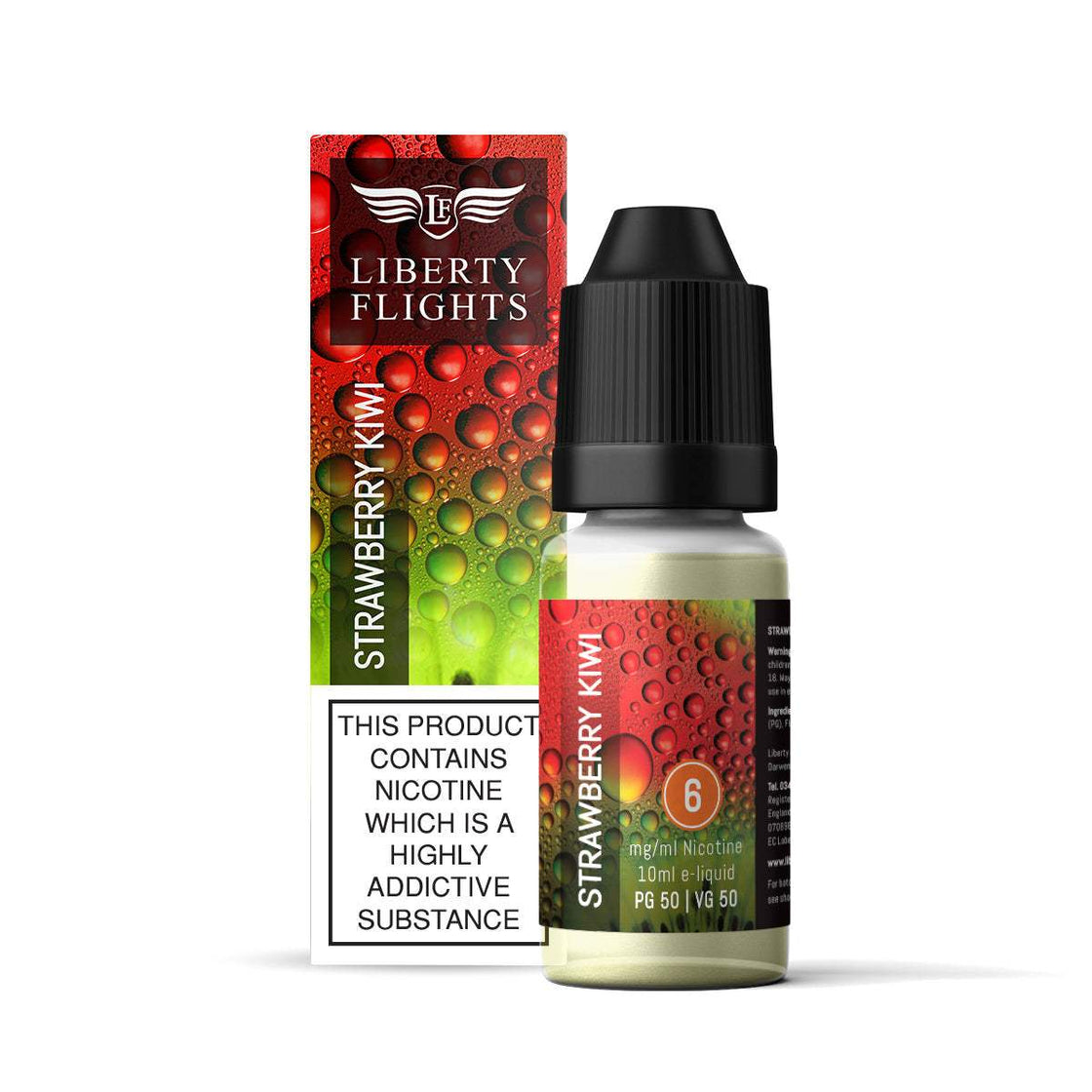 STRAWBERRY KIWI - 10ML E-LIQUID 50VG|50PG BY LIBERTY FLIGHTS - 0MG|3MG|6MG|12MG|18MG - 1X|3X|4X|10X BOTTLES