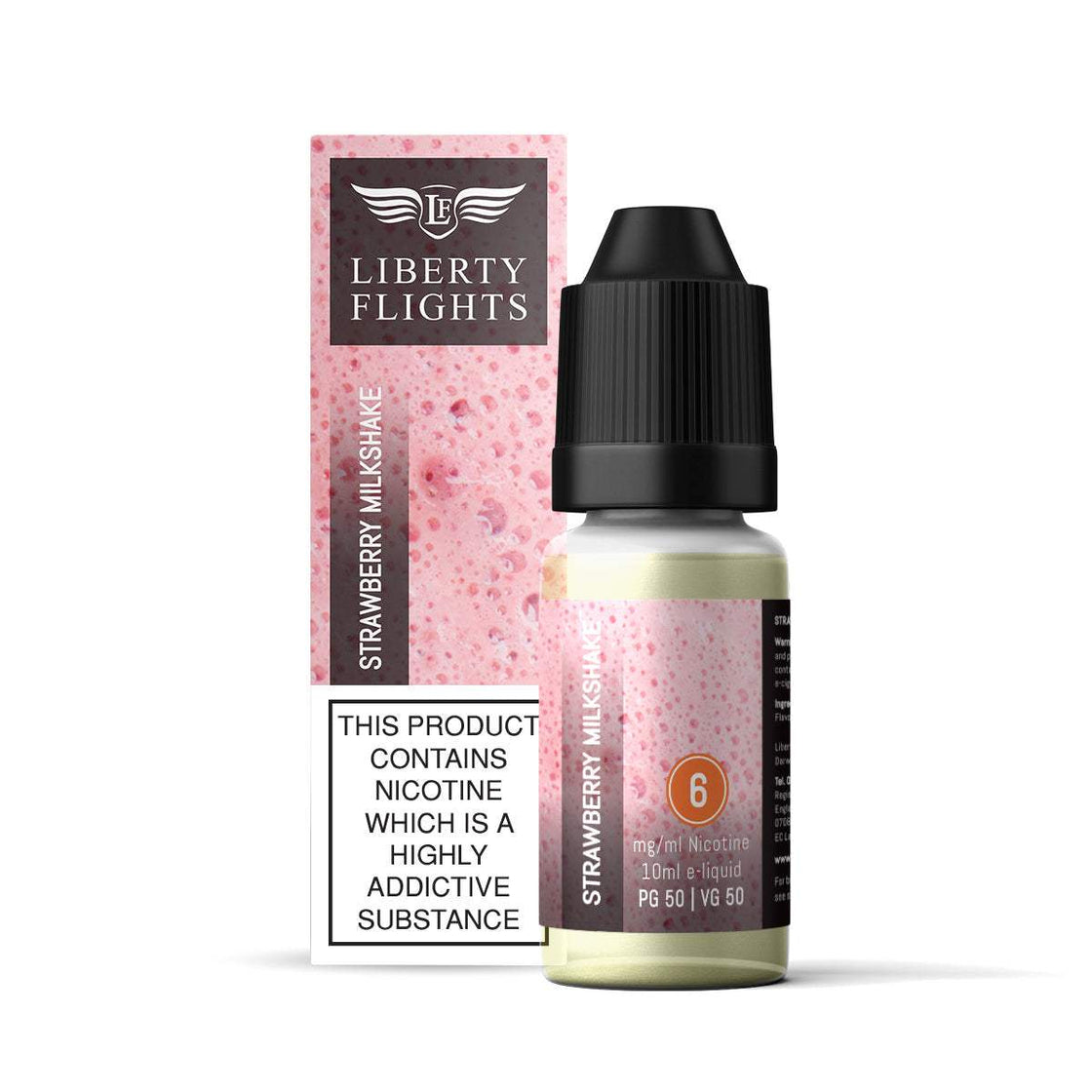 STRAWBERRY MILKSHAKE - 10ML E-LIQUID 50VG|50PG BY LIBERTY FLIGHTS - 0MG|3MG|6MG|12MG|18MG - 1X|3X|4X|10X BOTTLES